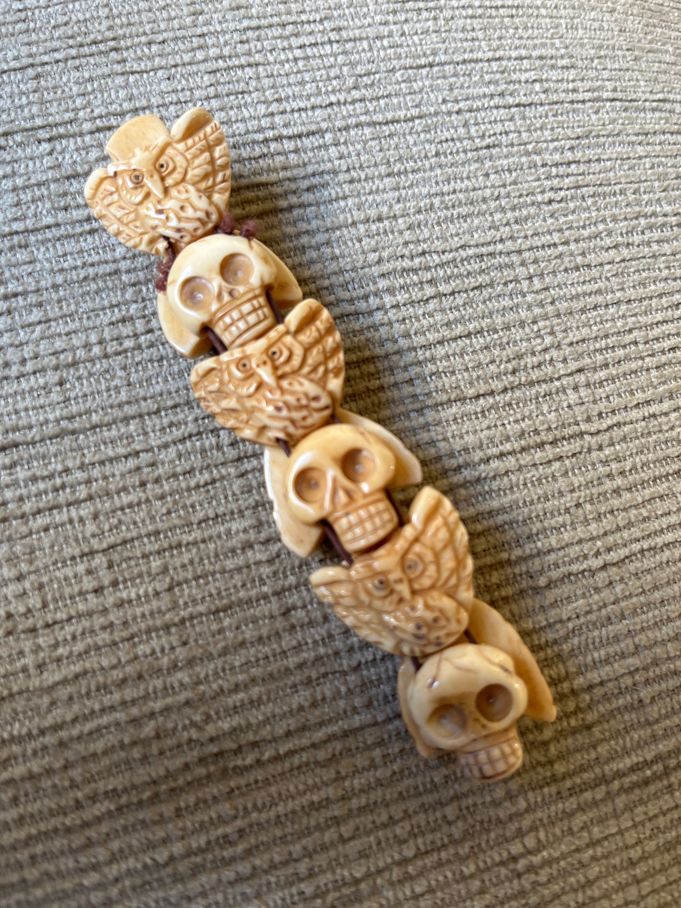 Skull and Owl Bone Bracelet