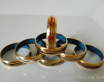 7 Pc/ Set Vintage Cloisonné Rings