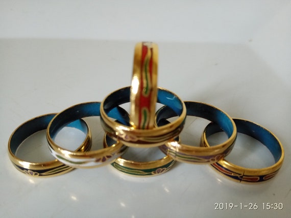 7 Pc/ Set Vintage Cloisonné Rings