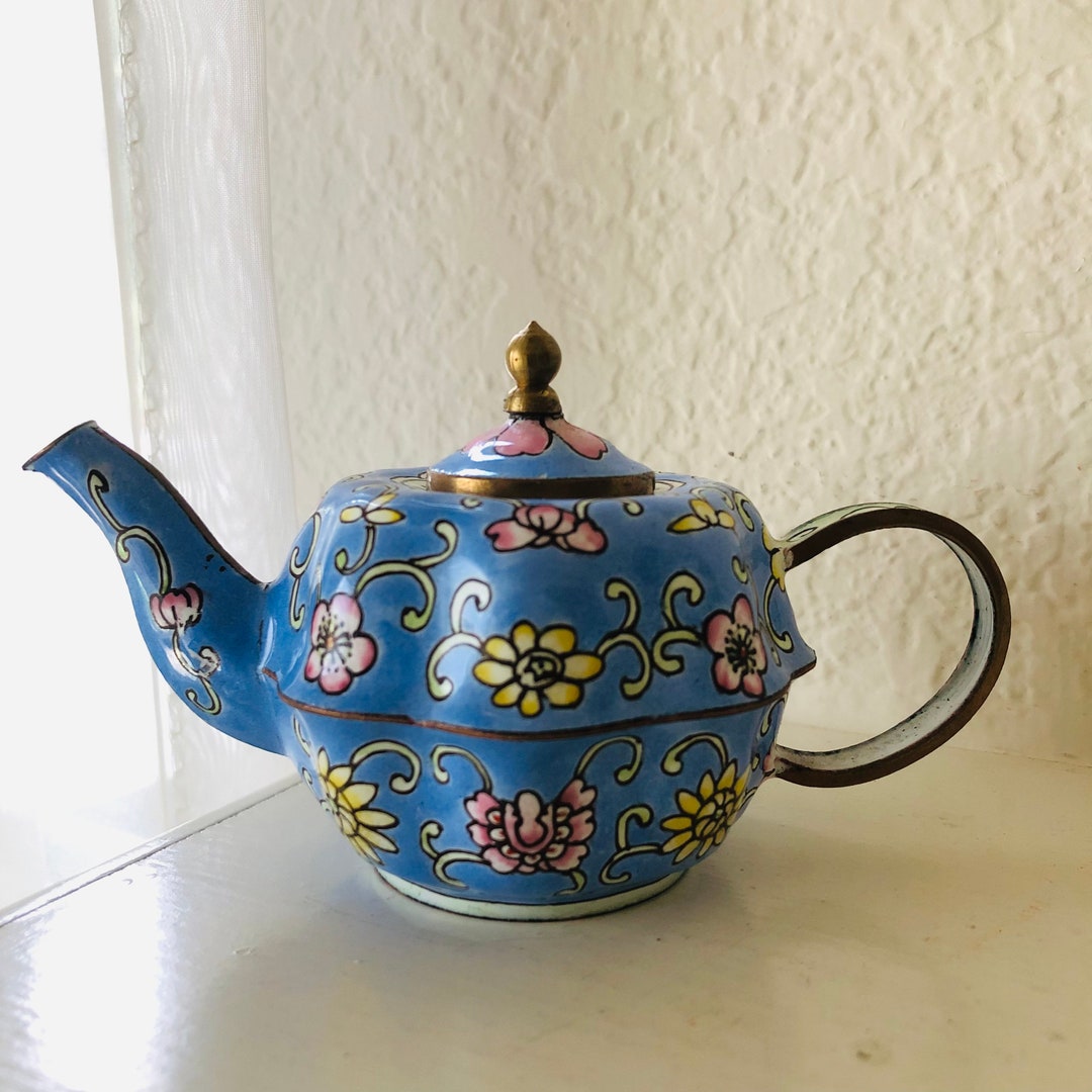 Vintage Miniature Enamel Teapot Etsy