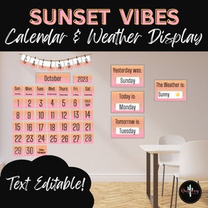 Calendar and Weather Display - SUNSET VIBES COLLECTION