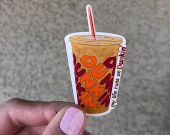 Dunkin Inspired Sticker / Iced Coffee Sticker / Coffee Sticker / Mini Sticker / Gifts Under 5