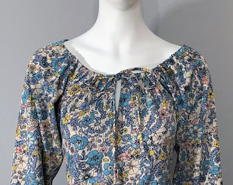 1970s Femme "The House of Nu Mode" Floral Print Drawstring Top