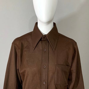 1970s Montgomery Ward Brown Ribbed Long Sleeve Shirt