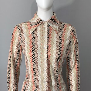 1970s Women&#39;s &quot;Lee Mar&quot; Polka Dot Print Blouse