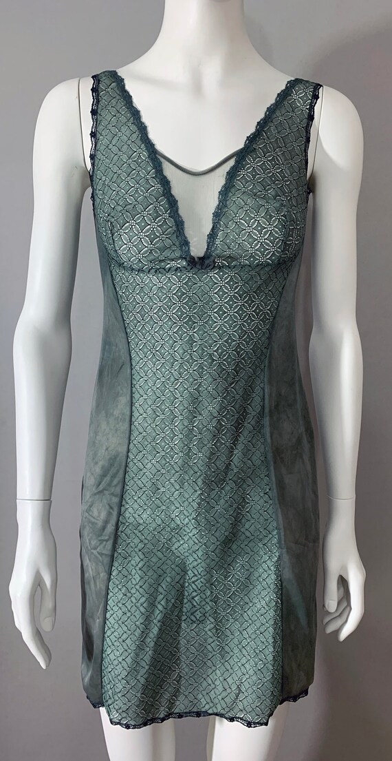 1970s Women's Green Lace Slip Dress - image 2