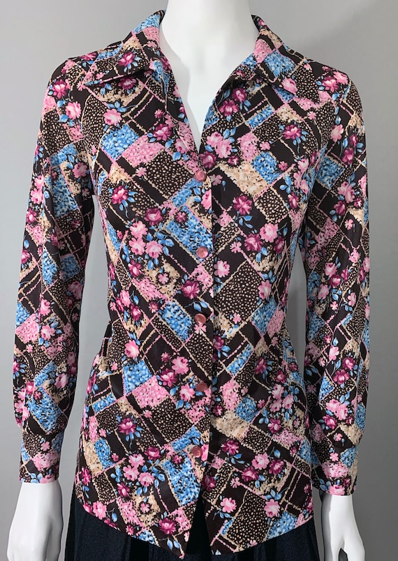 1970s Women's "Pykettes" Floral Blouse