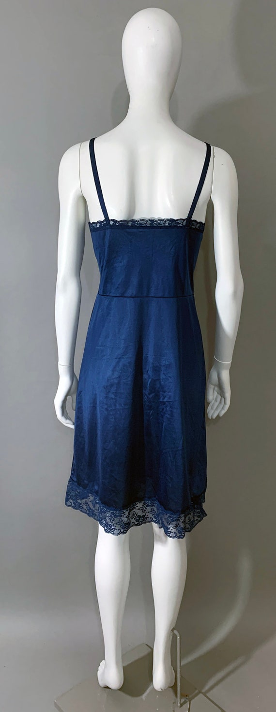 1970s Women's "Sliperfection" Lace Navy Blue Slip… - image 2