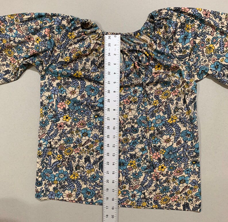 1970s Women/'s The House of Nu Mode Floral Print Drawstring Top