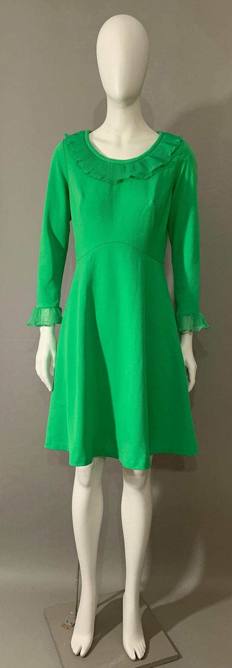 1960s Femme Elegant Miss of California Robe vert vif image 1