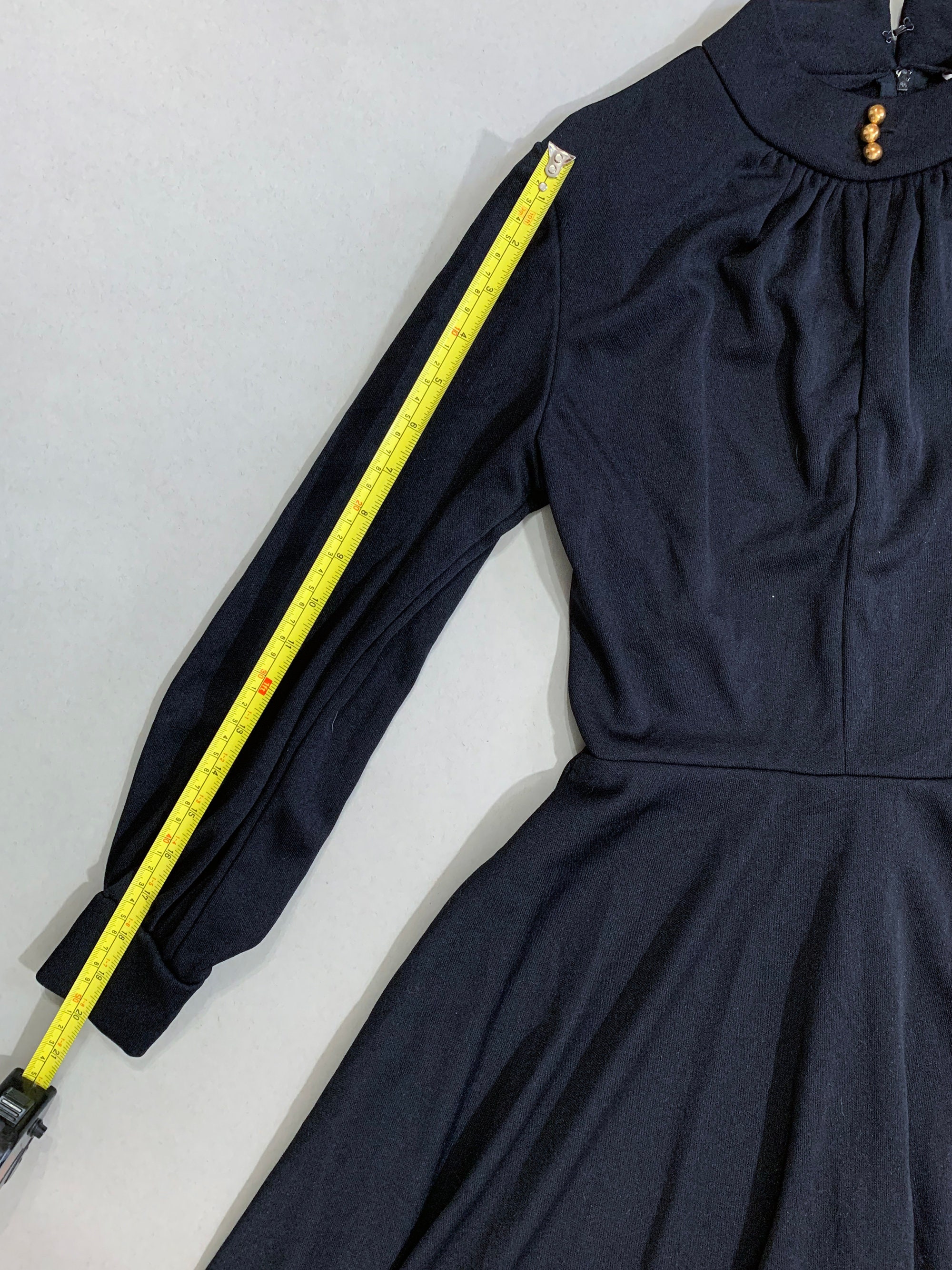 1960s Women's Sears Little Black Dress with Gold Buttons