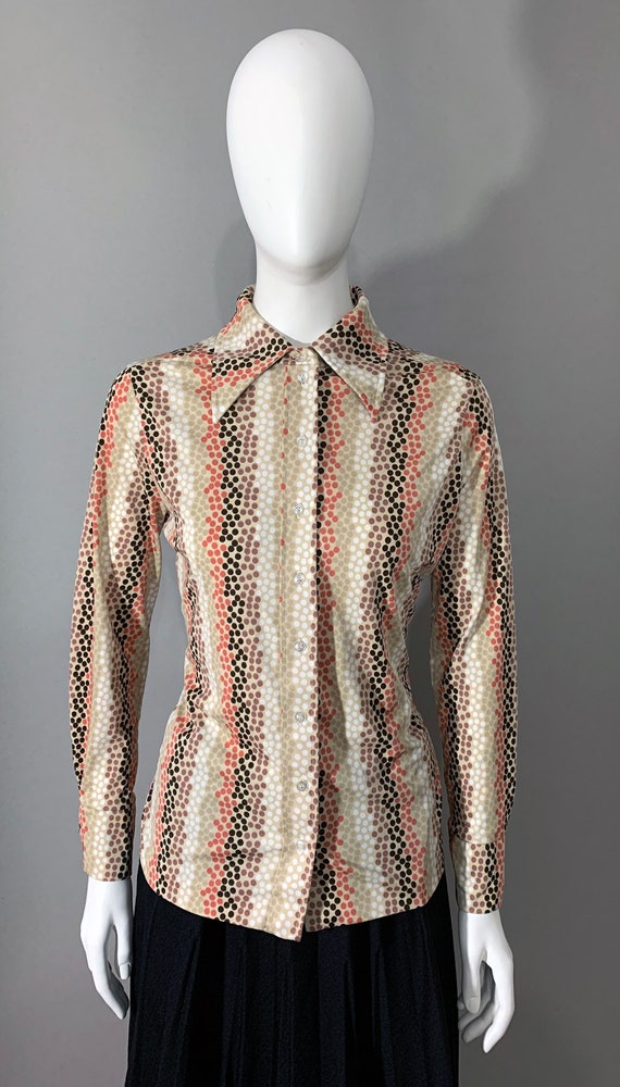 1970s Women's "Lee Mar" Polka Dot Print Blouse