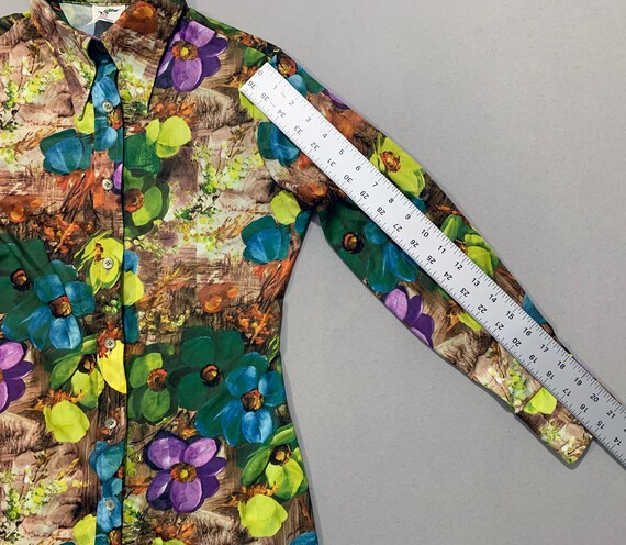 1970s Women's "BVD" Multicolor Floral Blouse - image 8