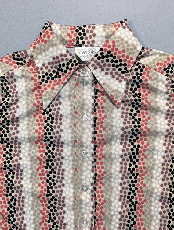 1970s Women's "Lee Mar" Polka Dot Print Blouse - image 5