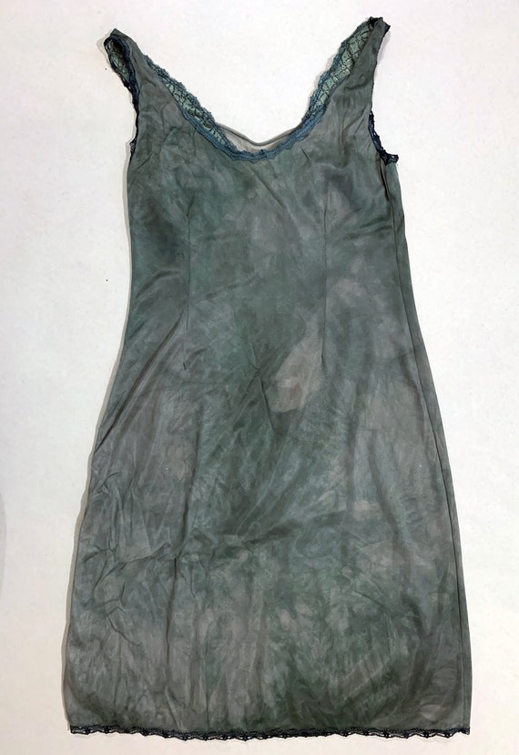 1970s Women's Green Lace Slip Dress - image 3