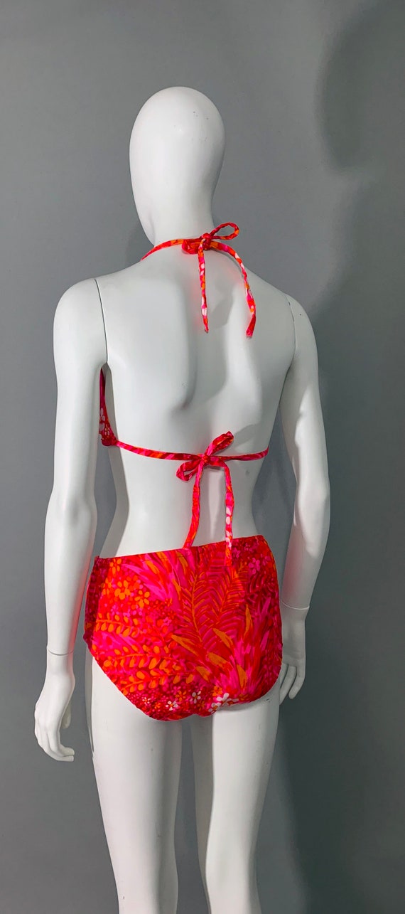 1960s Floral Orange & Pink Hawaii Bikini - image 3