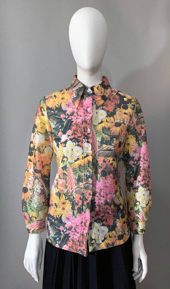 1970s Women's Floral Multicolor Blouse - image 2