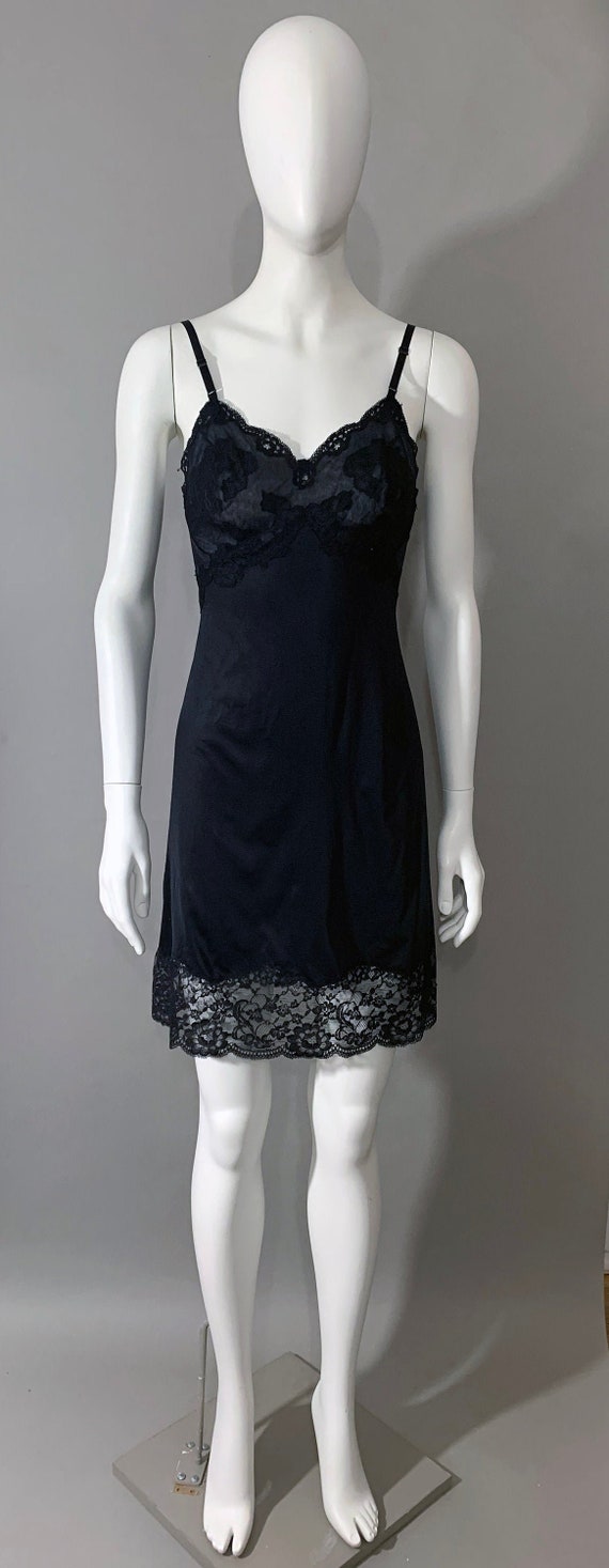 1970s Women's "Vanity Fair" Black Lace Slip Dress