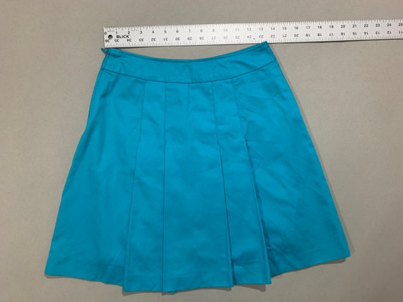 1960s Women's Blue Pleated Mini Skirt - Gem