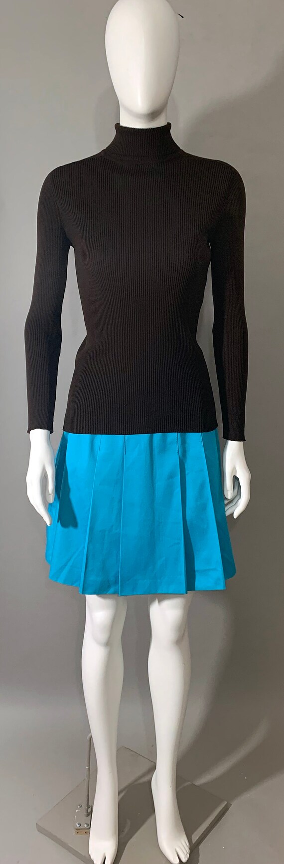 1960s Women's Blue Pleated Mini Skirt - Etsy