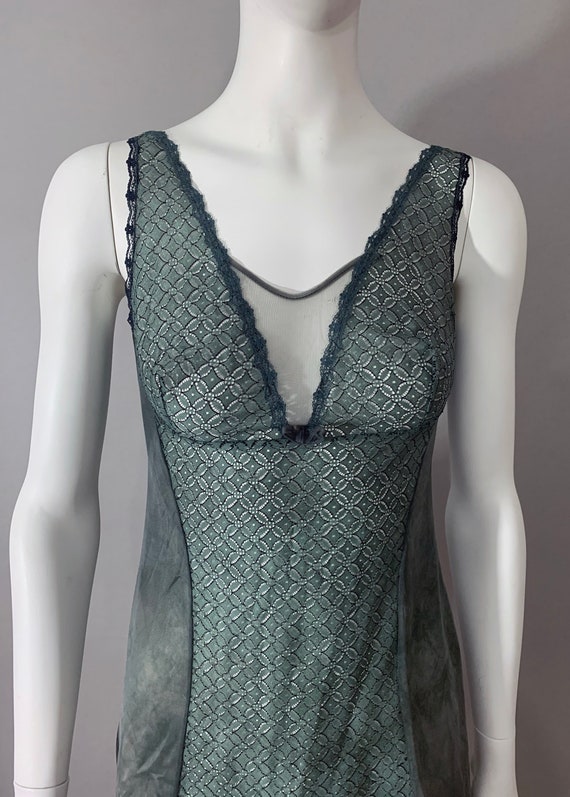 1970s Women's Green Lace Slip Dress - image 7