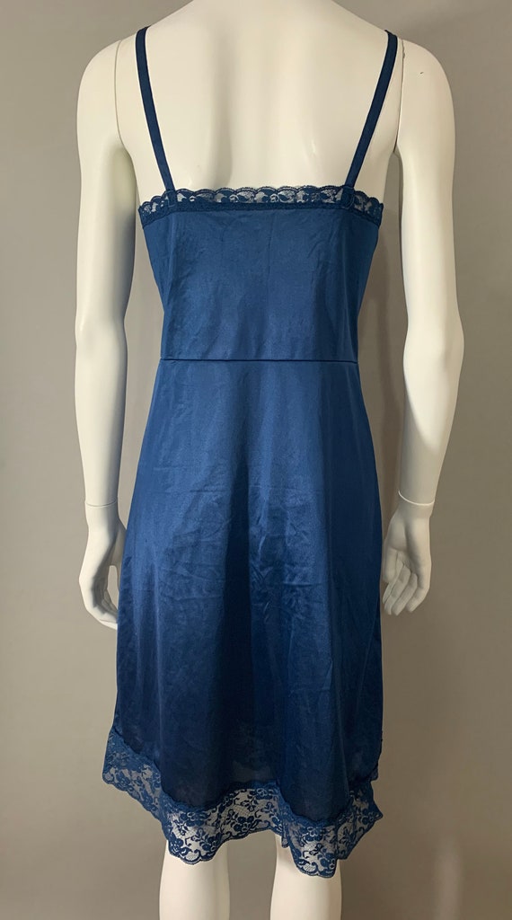 1970s Women's "Sliperfection" Lace Navy Blue Slip… - image 7