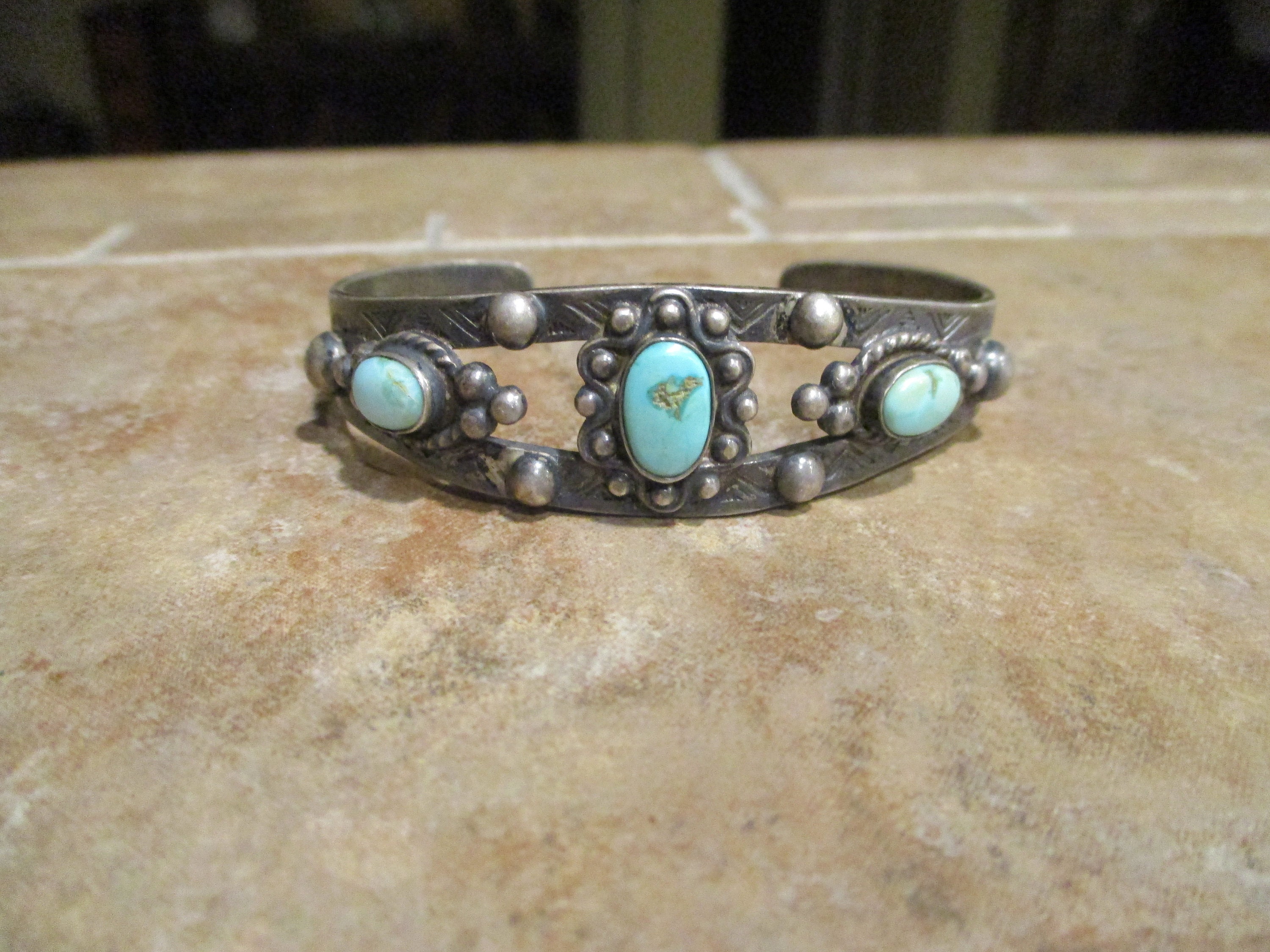 1930 Navajo Fred Harvey Silver Cerrillos Turquoise Whirling