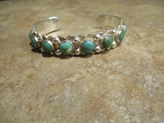 Dynamite Vintage Native American Navajo Old Morenci Turquoise Sterling Silver Bracelet Dynamite Vintage Native American Navajo Old Morenci Turquoise Sterling Silver Bracelet