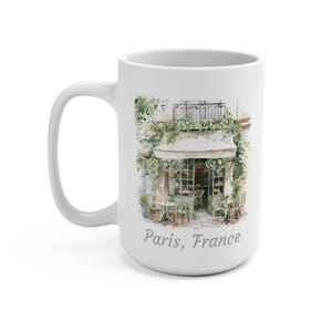 French Cafe Mug 15oz, Paris Coffee Cup, Farmhouse Home Decor, Microwave Dishwasher Safe
