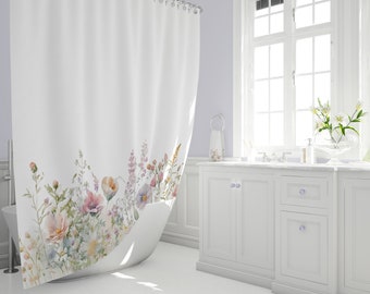 French Farmhouse Shower Curtains, Botanical Art, Flower Garden,Shower Curtain, Cottage, Boho Bathroom Ideas, Home and Living