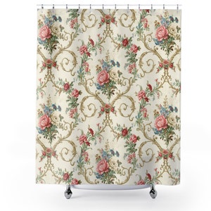 French Country Shower Curtain, Farmhouse Shower Curtains, Louis XIV Art,