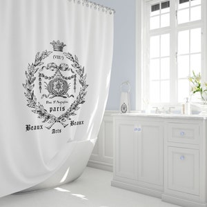 Parisian Hotel Shower Curtains, French Arts Shower Curtain, Farmhouse Cottage Decor, Shabby Chic Home