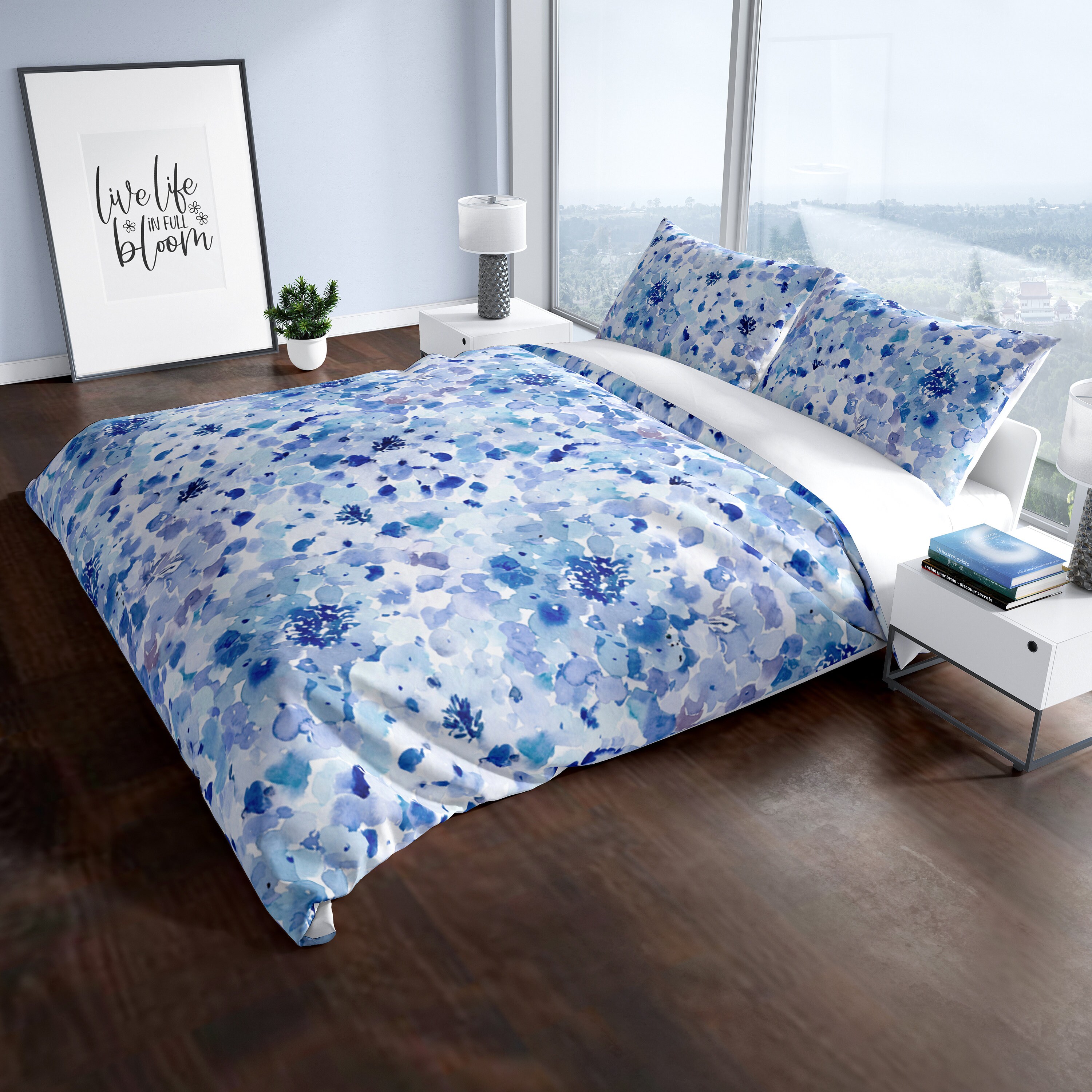 French Country Duvet Cover french Blue Watercolor Etsy