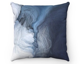 Blue Coastal Modern Decorative Pillow, Removable Cover with Zipper, Available in 4 Sizes