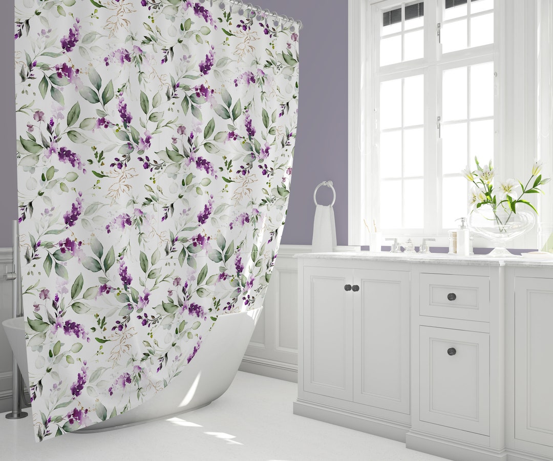 French Lilacs Shower Curtain, Botanical Shower Curtain, Farmhouse Bathroom Ideas, Shabby Chic