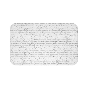 French Country Script Bath Mat - Memory Foam, Shabby Chic Boho Farmhouse Bathroom Rug, Machine Washable Decor, French Country Bath Mat