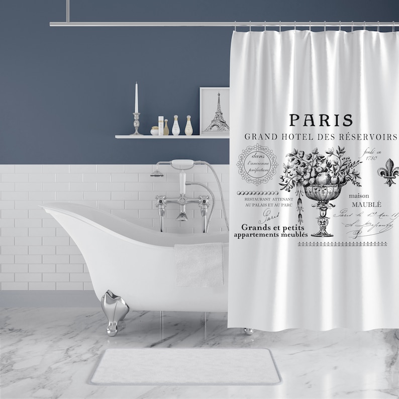 Hotel Paris Shower Curtains French Country Vintage Design Etsy