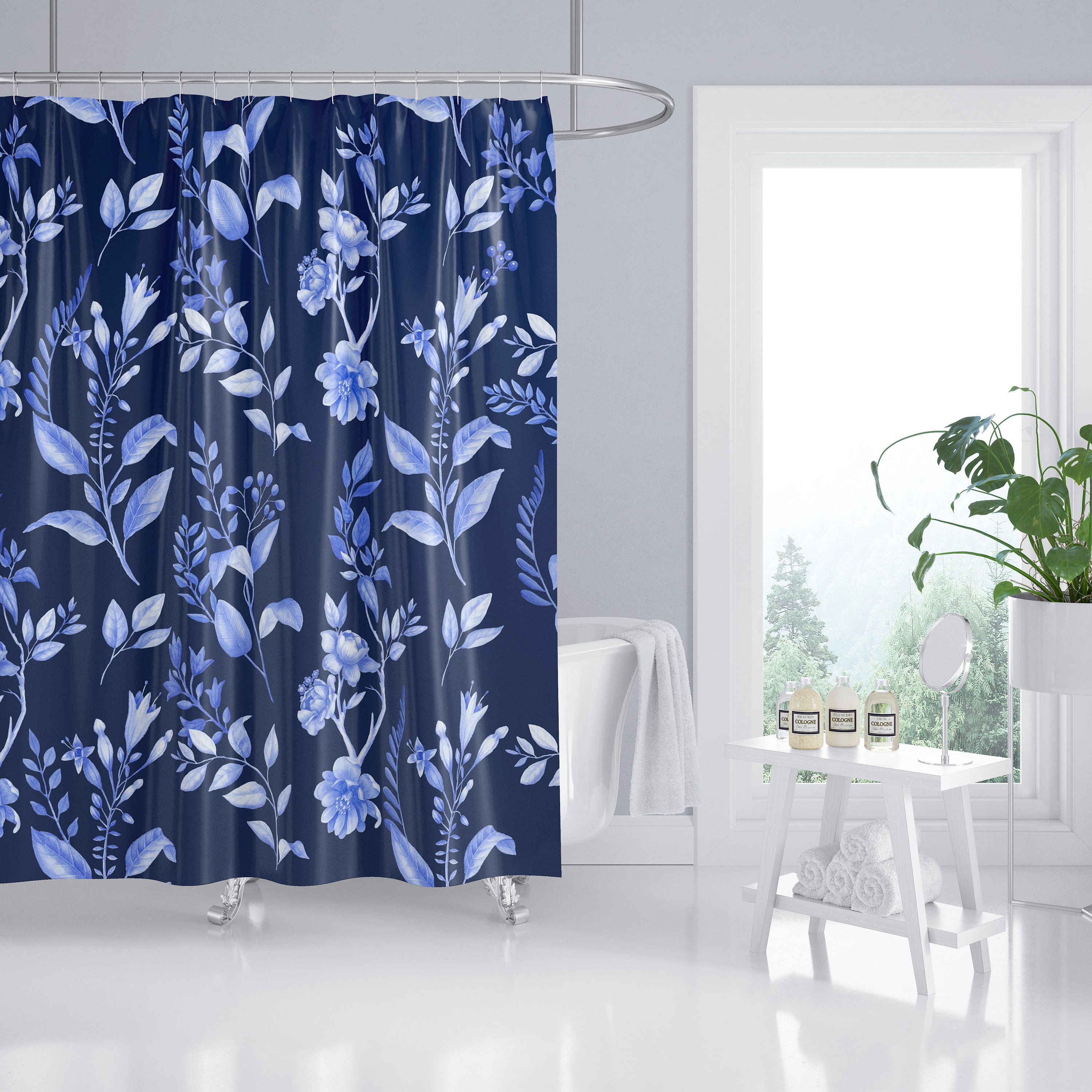 Douchegordijnen Frans land blauwe stof douchegordijn blauwe Etsy