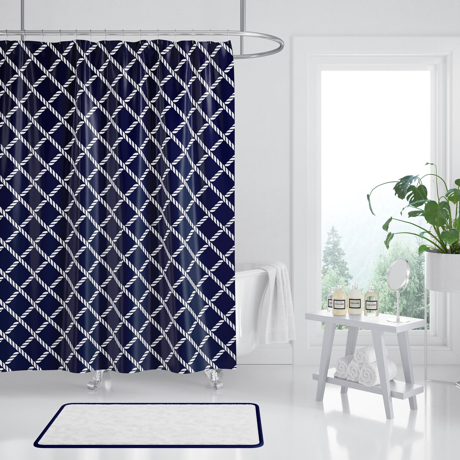 Rideaux de douche Bande bleu marine Ferme moderne Français Etsy