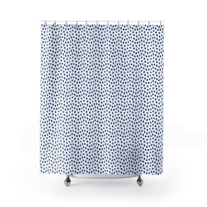Indigo Boho Shower Curtains, Blue Dots, Modern Farmhouse Decor, Cottage Living, Bathroom Ideas