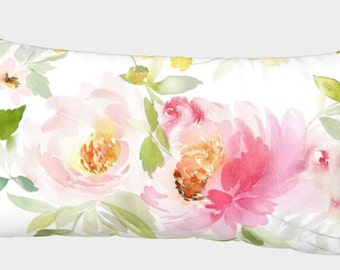 Floral Pillow Sham Standard, King Designer Artist Peonies on White