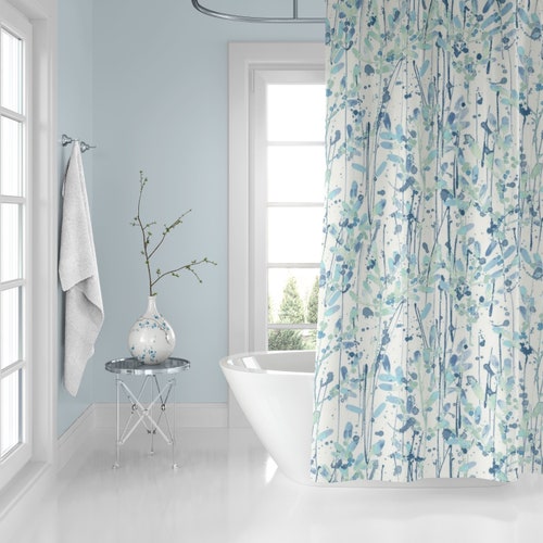 Elegant Blue and White Shower Curtains Victorian Bath Decor Etsy