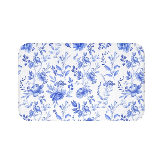 Bath Rug Blue and White French Country French Blue and Etsy