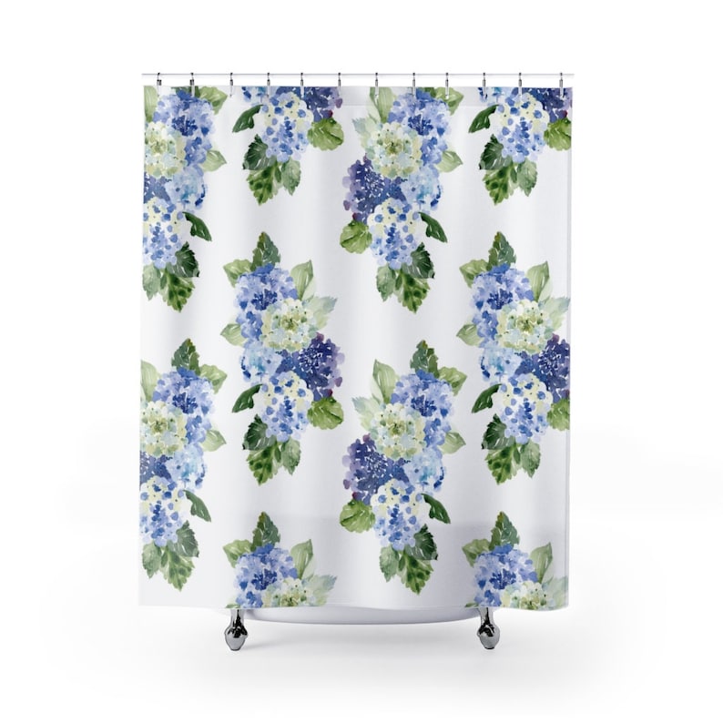 Blue and White Shower Curtains Modern Farmhouse Bathroom Etsy
