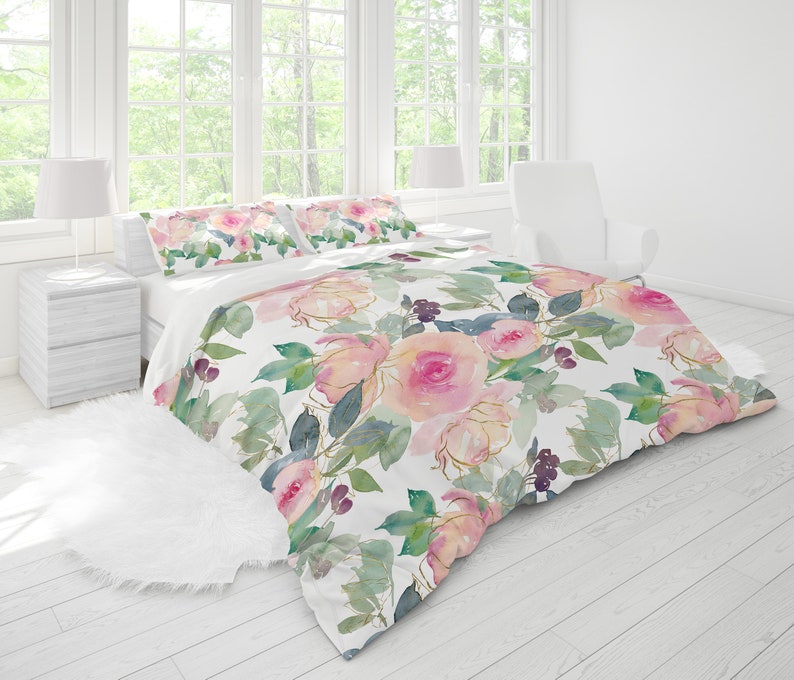 Reversible Duvet Cover Modern Farmhouse Summer Peony Garden Etsy