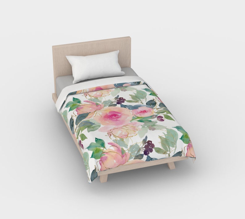 Reversible Duvet Cover Modern Farmhouse Summer Peony Garden Etsy
