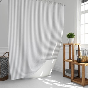 Shower Curtains Farmhouse  (Medium Gray Ticking) Stripe