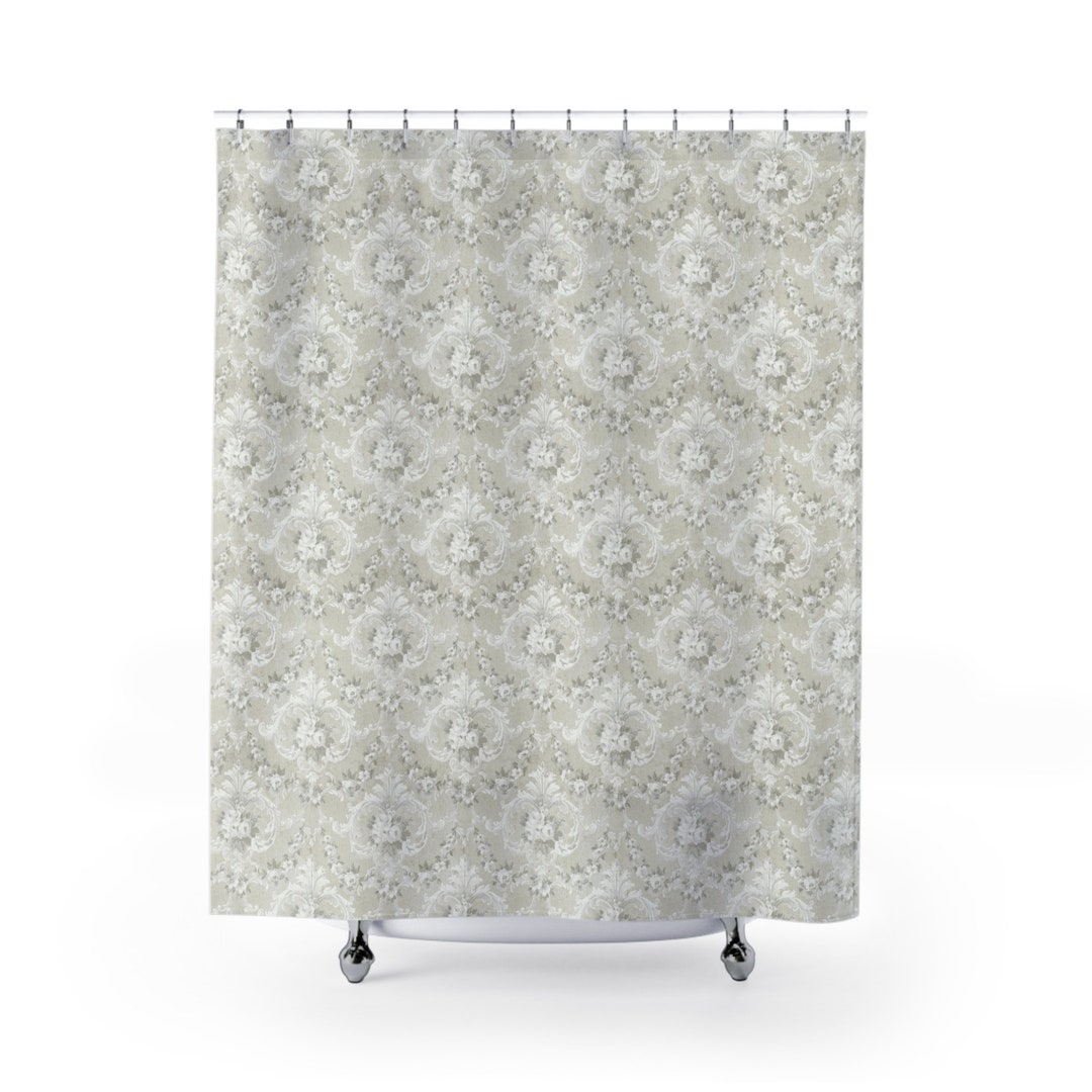 French Country Shower Curtain, Vintage French Damask , Shabby Chic