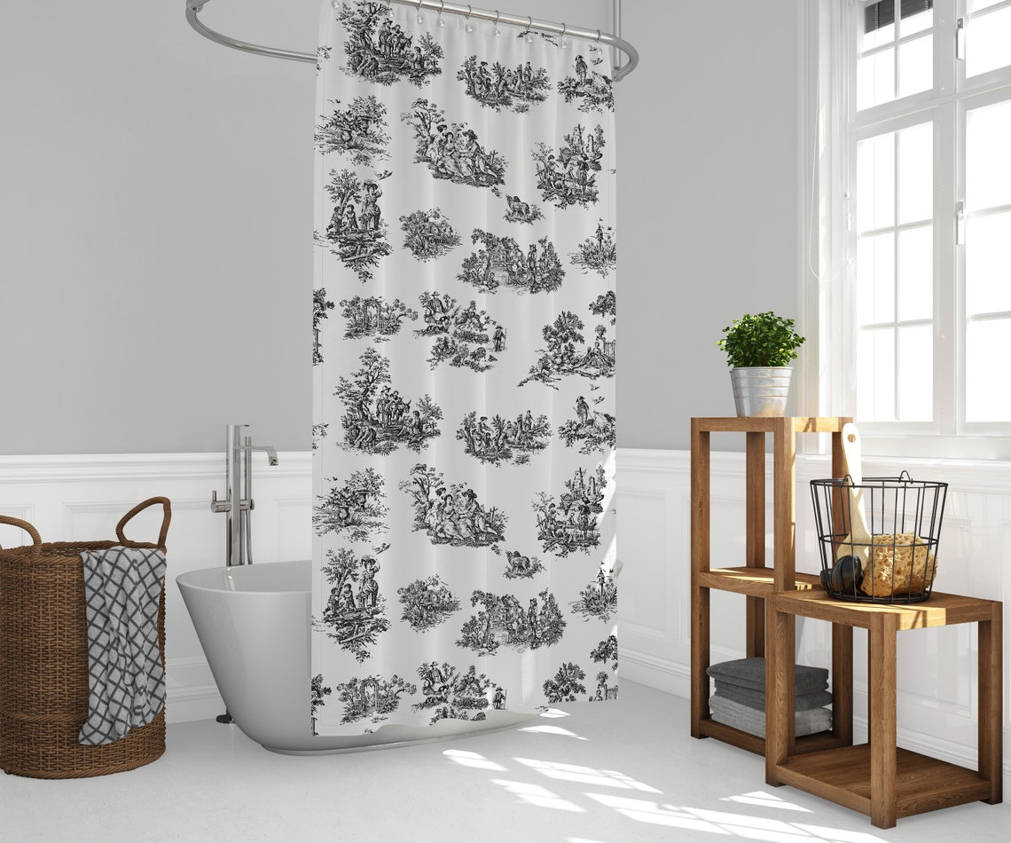 Shower Curtains French Toile Black and White Shower Curtain Etsy