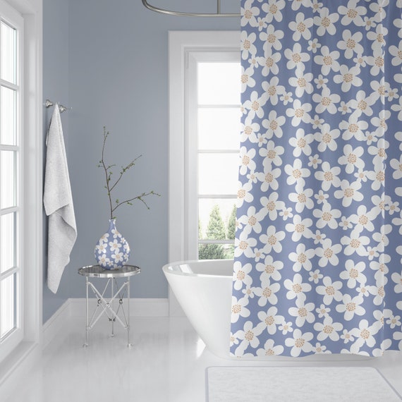 Tende da doccia Boho blu e bianche, Tenda da doccia Botanical Cottage, Casa e vita, Idee per il bagno - Italia